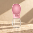 Load image into Gallery viewer, Pink 350 ml portable pet water bottle with integrated drinking tray