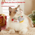 Load image into Gallery viewer, Side view of a cat wearing a plush Christmas collar with Santa and mitten plush decorations, highlighting high elasticity and softness to protect fur