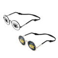 Load image into Gallery viewer, Close-up of the cartoon eye design sunglasses with black plastic frames and adjustable straps