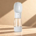 Load image into Gallery viewer, Grey portable pet water bottle with food storage