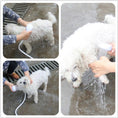 Load image into Gallery viewer, Person washing white curly-haired dog using pet shower head outdoors