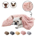 Cargar la imagen en la vista de la galería, Pink plush pet blanket with a dog laying underneath and small images of cat and dog
