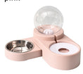 Cargar la imagen en la vista de la galería, Pink automatic pet feeding station with spherical transparent water dispenser and stainless steel bowl