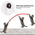 Load image into Gallery viewer, White automatic laser cat toy in shape of a bear projecting red laser light for multi-angle play with jumping gray tabby cat