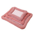 Load image into Gallery viewer, Set of three striped quilted cooling pet beds in small, medium, and large sizes stacked in pink color.