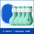 Load image into Gallery viewer, Four turquoise silicone cat nail covers with a blue textured massage comb