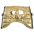 Cargar la imagen en la vista de la galería, Flat laid gold dog vest showing inside armholes and zipper detail