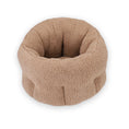 Load image into Gallery viewer, Camel tan plush round pet bed shown isolated on white background