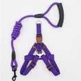 Load image into Gallery viewer, Purple nylon dog harness with adjustable straps and matching shock-absorbing leash with padded handle