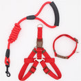 Load image into Gallery viewer, Red nylon dog harness and collar set with matching shock-absorbing leash