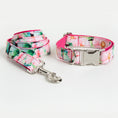 Load image into Gallery viewer, Complete floral dog collar and matching leash set with sturdy clasp