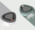 Load image into Gallery viewer, Two triangle turntable cat toys in gray and green with feather accessory on white background