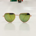Load image into Gallery viewer, Pet sunglasses with green gradient lenses and rose gold metal frame