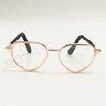 Load image into Gallery viewer, Clear lens aviator-style pet sunglasses with rose gold metal frame and black temple tips