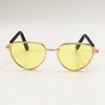 Load image into Gallery viewer, Yellow tinted aviator sunglasses for cats with rose gold metal frame and black temple tips