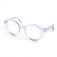 Load image into Gallery viewer, Sky blue transparent round plastic cat glasses on white background
