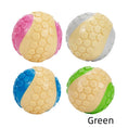 Load image into Gallery viewer, Four colorful rubber dog chew balls showing green and pink options from top view