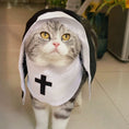 Cargar la imagen en la vista de la galería, Nun costume with black and white habit and cross shown with size L measurements