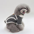 Cargar la imagen en la vista de la galería, Gray poodle wearing a charcoal gray plush wool blend dog coat with white fleece lining, sitting and looking at camera