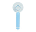 Load image into Gallery viewer, Blue handled round pet hair comb from front view showing self-cleaning button