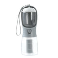 Load image into Gallery viewer, Gray 3-in-1 portable dog water bottle and food container with transparent reservoir and carrying strap