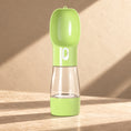 Load image into Gallery viewer, Green portable pet water bottle with food storage