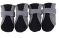 Charger l'image dans la visionneuse de la galerie, Four black breathable dog shoes with gray mesh sides and gray adjustable straps