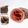 Cargar la imagen en la vista de la galería, Inside view of paw cleaner showing silicone bristles cleaning paw before and after