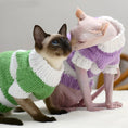 Cargar la imagen en la vista de la galería, Two cats in green and lavender wool sweaters nuzzling each other