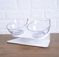 Load image into Gallery viewer, Single black cat ear bowl on tilted white stand with curved base