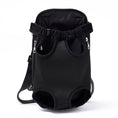 Load image into Gallery viewer, Black breathable mesh pet carrier with padded leg openings