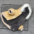 Cargar la imagen en la vista de la galería, Inside view of the khaki dog coat showing soft plush fleece lining and button closures