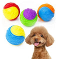 Load image into Gallery viewer, Multiple colorful rubber dog toy balls arranged around a small smiling brown poodle