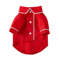 Charger l'image dans la visionneuse de la galerie, Red pet pajamas shirt displayed on flat surface with white piping