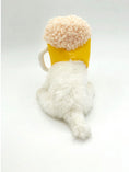 Charger l'image dans la visionneuse de la galerie, Back view of small white dog wearing yellow beer mug hat showing the mug handle