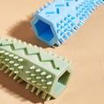 Load image into Gallery viewer, Blue textured TPR dog chew toy with zigzag design and soft bristles