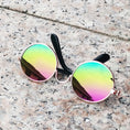 Load image into Gallery viewer, Orange-white cat wearing round black sunglasses and gold chain necklace, repeated image
