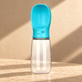 Load image into Gallery viewer, Blue 550 ml portable pet water bottle with integrated drinking tray