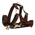 Load image into Gallery viewer, Christmas Pet Collar Plaid With Green Background Dog Rope Leash Suit