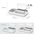 Charger l'image dans la visionneuse de la galerie, Diagram of pet feeder with dimensions 365mm x 230mm x 145mm and 1.5L water capacity, shown in white-gray and light blue-white color options