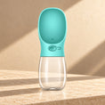 Load image into Gallery viewer, Blue 350 ml portable pet water bottle with integrated drinking tray