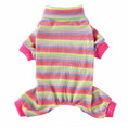 Load image into Gallery viewer, Flat lay of gray and white striped pajamas showing collar and elastic leg cuffs