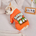Cargar la imagen en la vista de la galería, French Bulldog wearing orange padded dog jumpsuit with Supreme Sheep embroidery sitting sideways