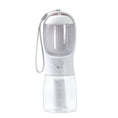 Load image into Gallery viewer, White 3-in-1 portable dog water and food bottle showing transparent food container and water reservoir