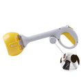 Cargar la imagen en la vista de la galería, Close-up of yellow and gray dog waste scooper showing feature for dispensing waste bags