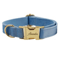 Load image into Gallery viewer, Brown velvet dog collar with gold-tone adjustable buckle
