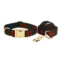 Load image into Gallery viewer, Christmas Pet Collar Plaid With Green Background Dog Rope Leash Suit