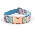 Load image into Gallery viewer, Adjustable dog collar with colorful heart print and rose gold buckle