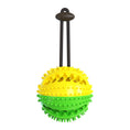 Load image into Gallery viewer, Yellow and green round spiked chew toy with handle