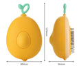Cargar la imagen en la vista de la galería, Yellow self-cleaning pet grooming brush with dimensions: 129mm height, 80mm width, 56mm depth